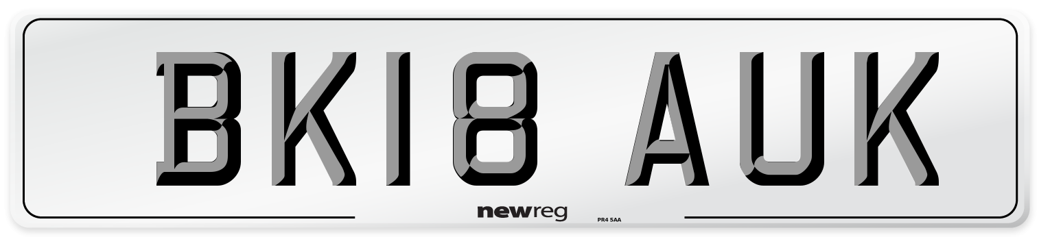 BK18 AUK Number Plate from New Reg
